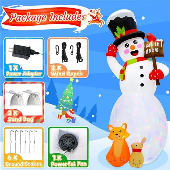 12FT Christmas Inflatables Outdoor Decoration, Giant Inflatable Snowman Cardinal - Picture 5 of 8